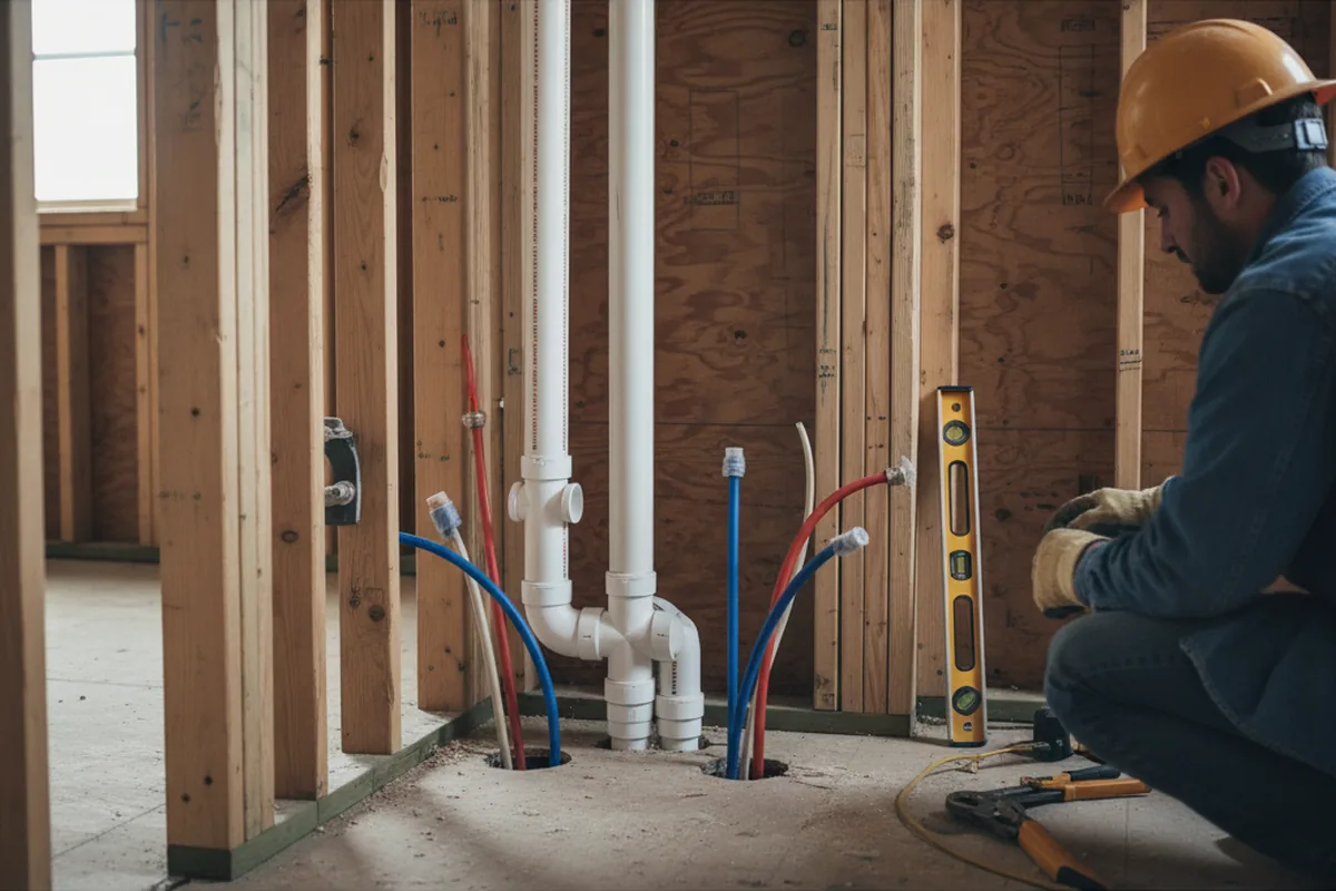 Drain and supply rough-in during Garbage Disposal Repair in Iowa